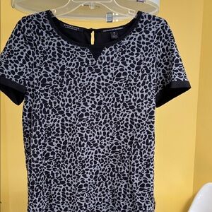Karen Scott Black and Gray Animal Print Short Sleeve Top